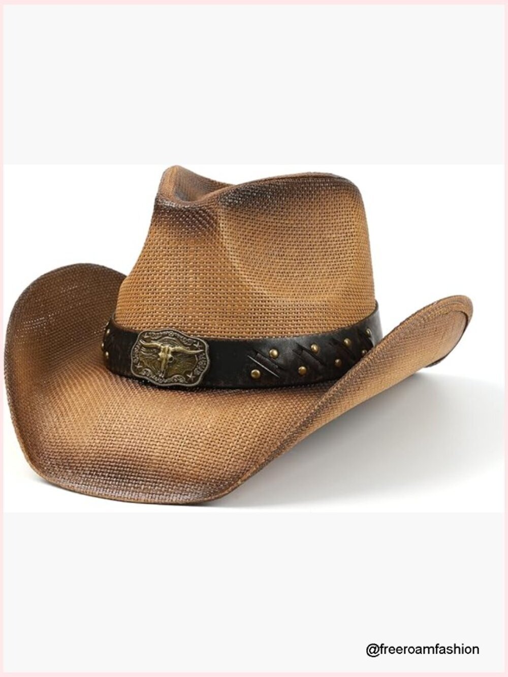 Straw Cowboy Hat with Wide Brim for Western Outfits